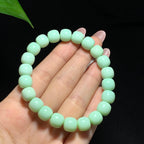 和田山料碧玉黑羊洞薄荷奶绿老型珠手串（34.5g）