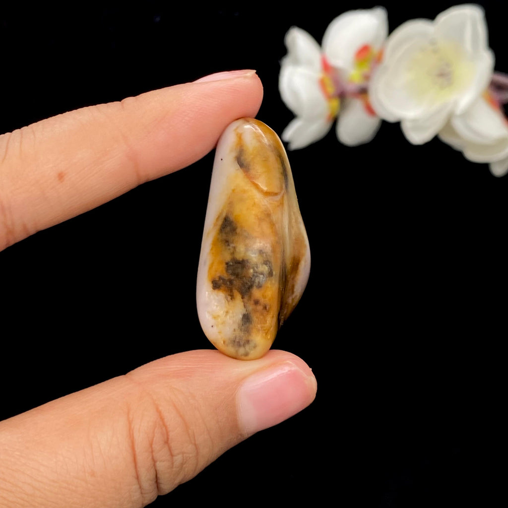 和田玉桃花玉带黄皮籽料挂件（22.4g）
