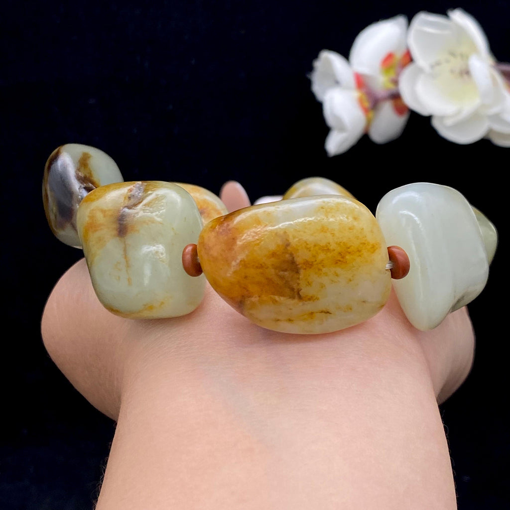和田玉洒金皮籽料【精品男士手串】（144.2g）