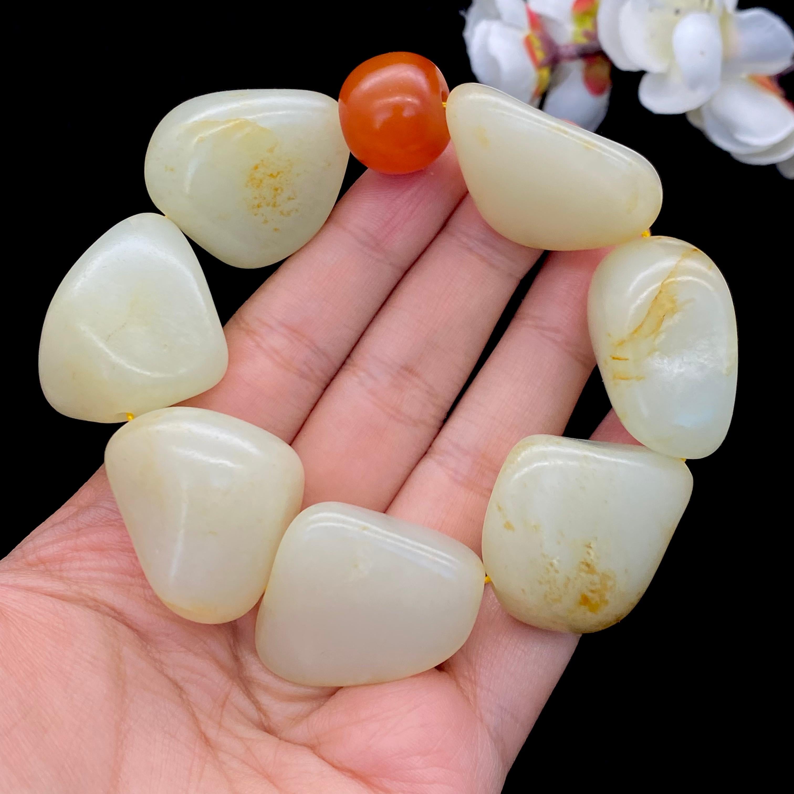 和田玉洒金皮【精品手串】（154.9g）
