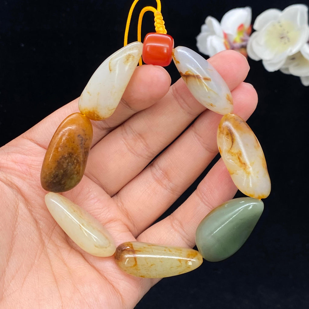 和田玉籽料【精品多宝手串】（54.9g）