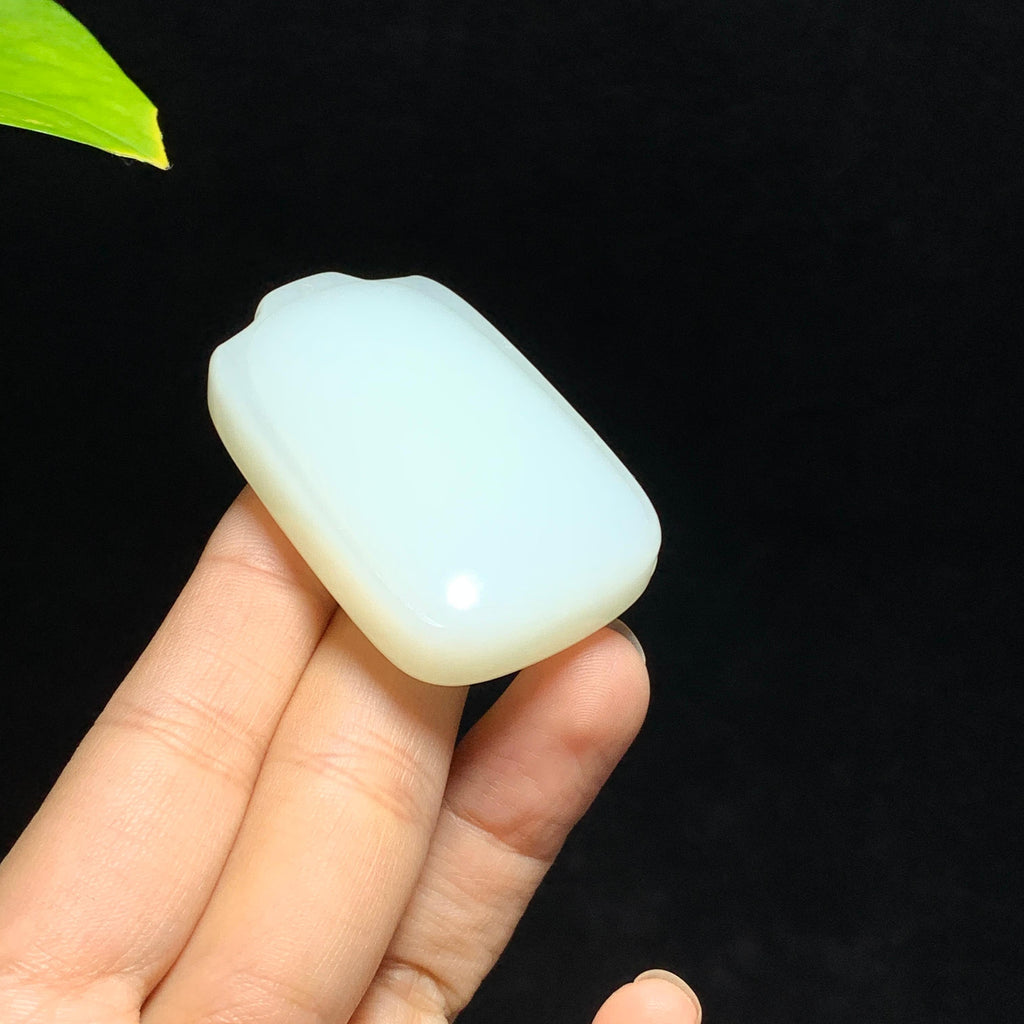 和田山料羊脂白玉无事牌挂件（55.6g）