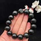 和田玉黑青籽料【圆珠手串】（74.5g）