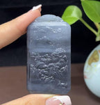 和田玉意境青花山水牌（44.7g）