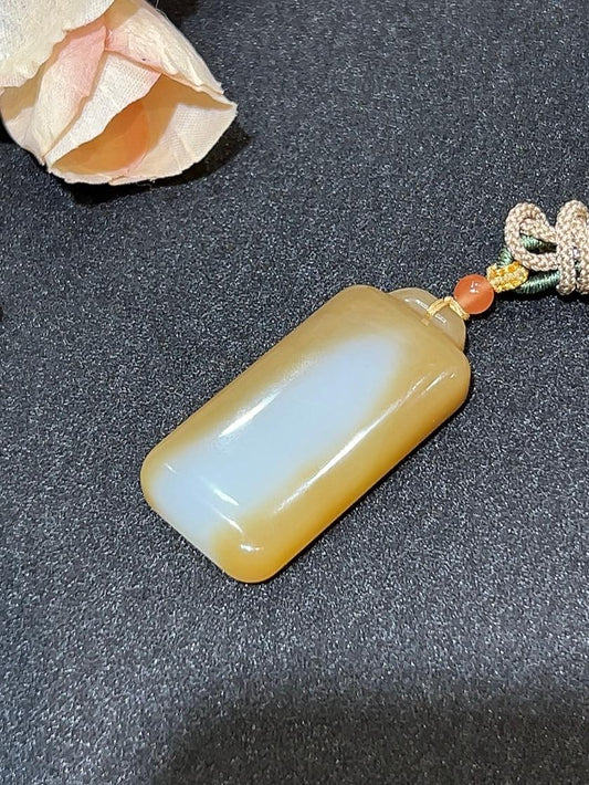 和田玉且末料糖白平安无事牌（25.8g）