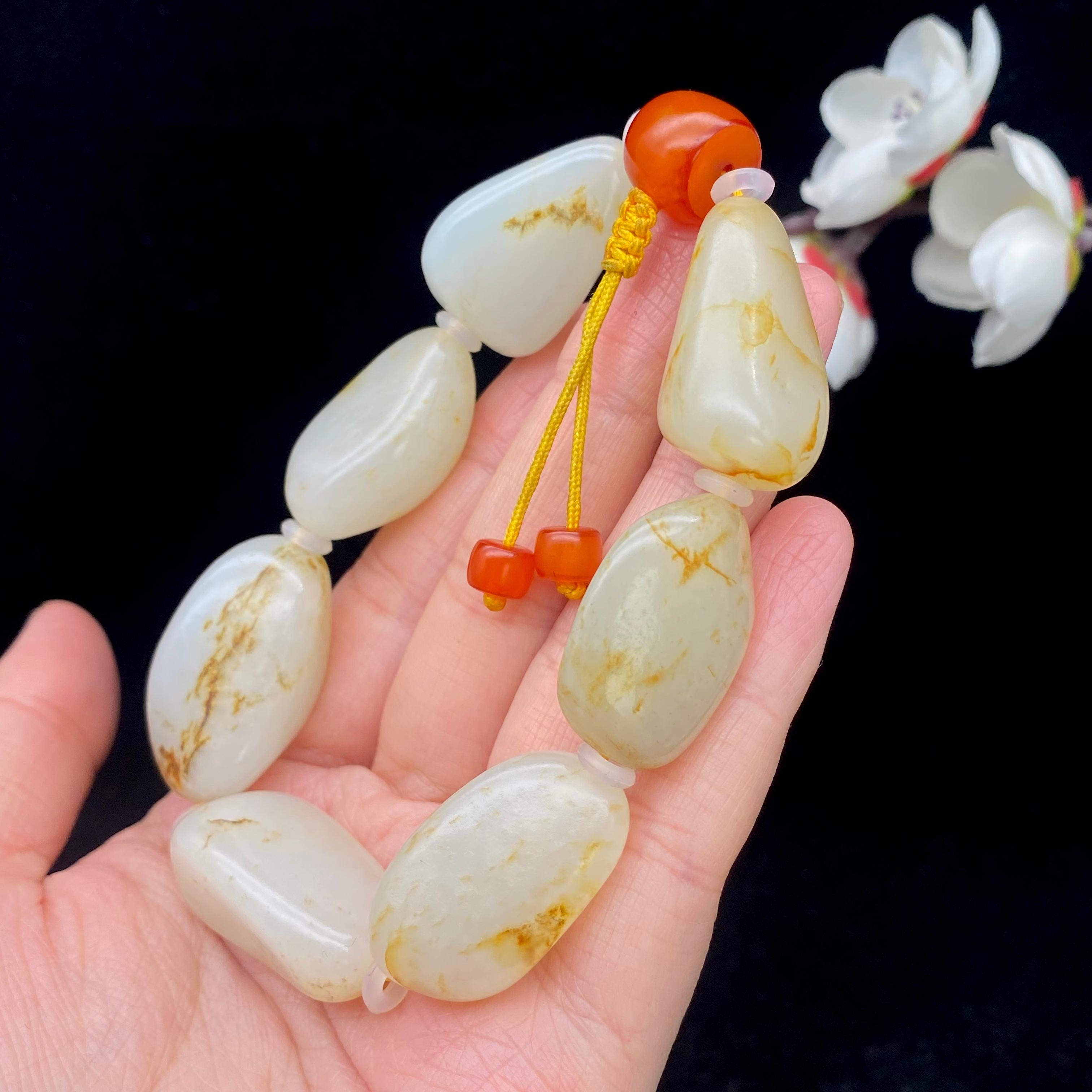 和田玉洒金皮籽料【精品手串】（71g）
