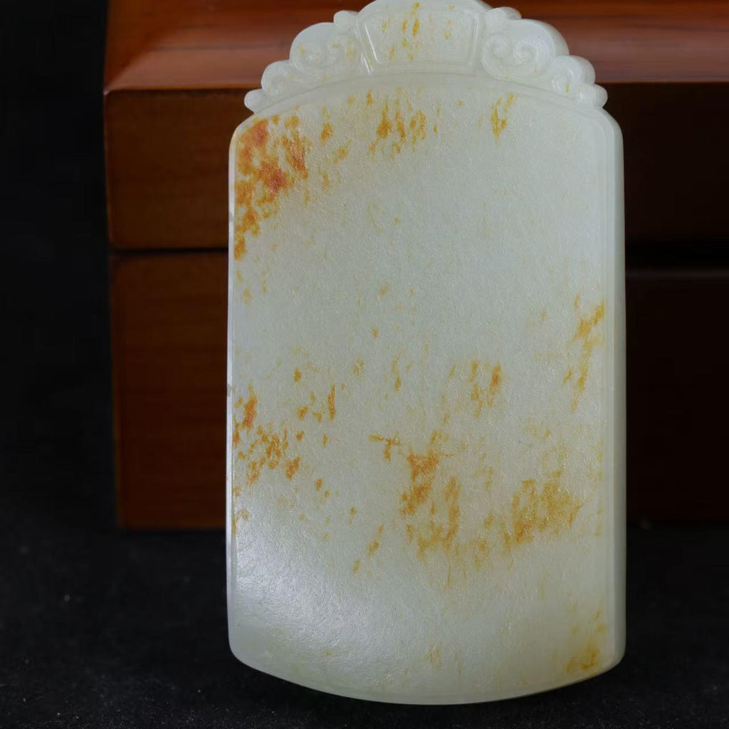 和田玉洒金皮无事牌挂坠（79.6g）