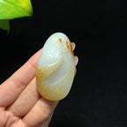 和田山料洒金皮聚红皮籽料观音挂件（60.0g）