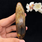 和田玉秋梨黄皮籽料手把件（192g）