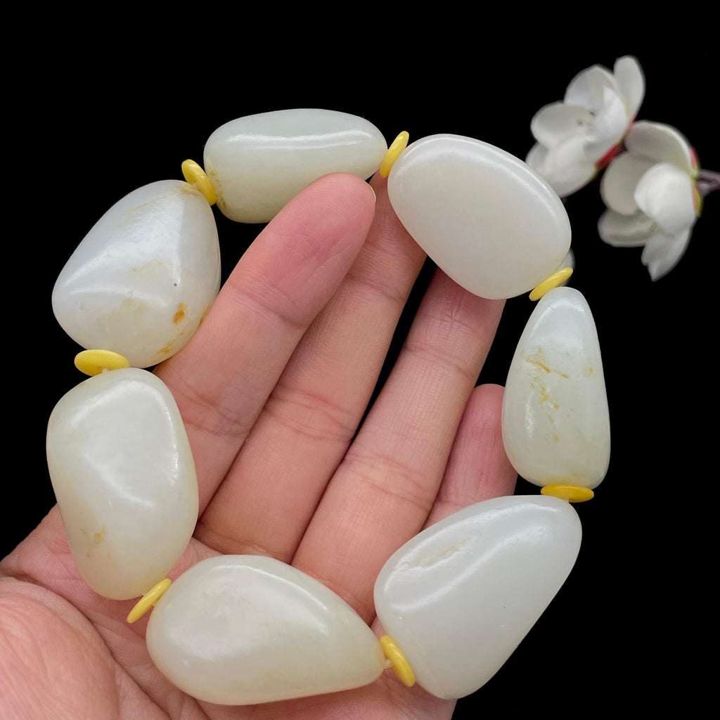 和田玉洒金皮籽料【精品手串】（126.9g）