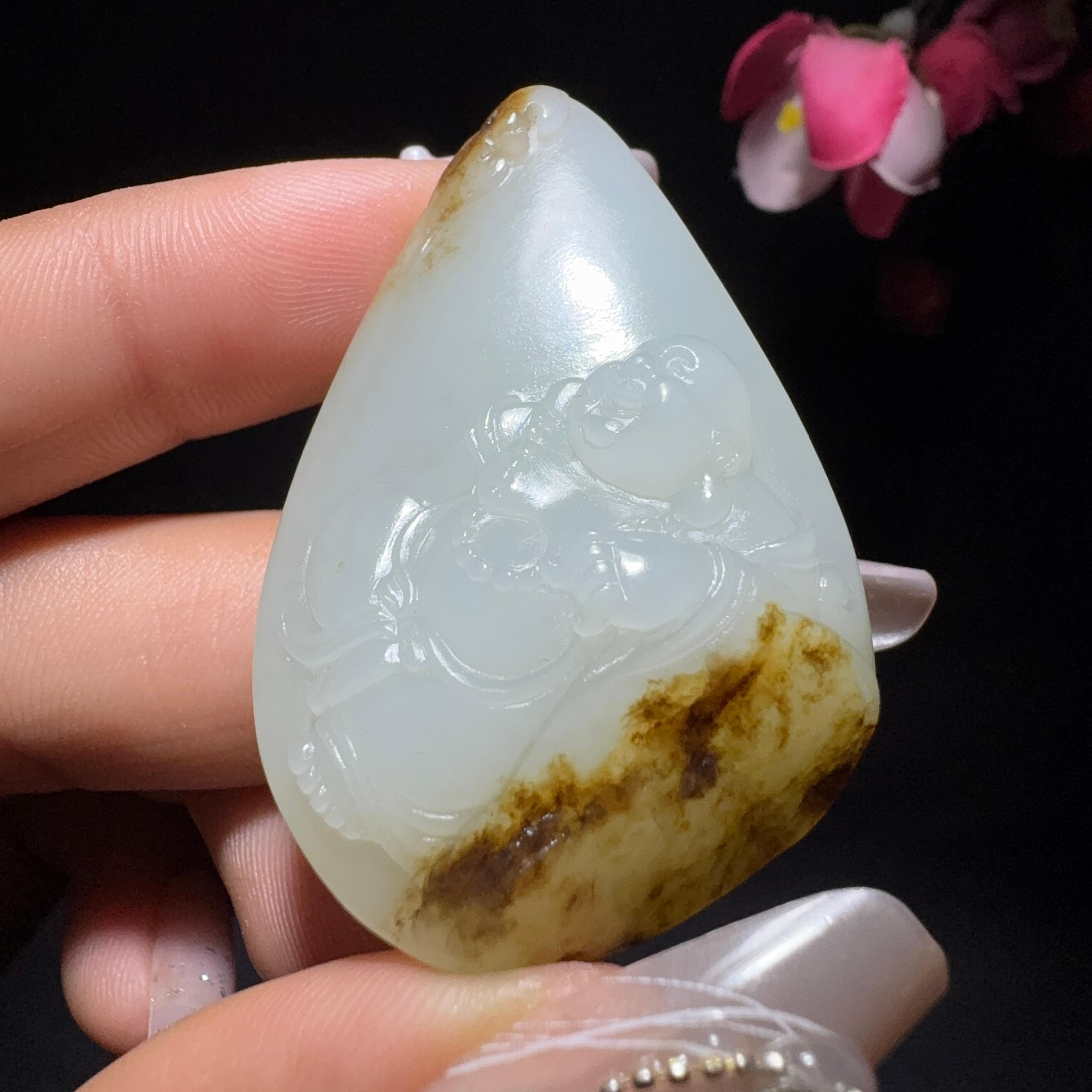 和田玉籽料挂件佛公（27.5g）