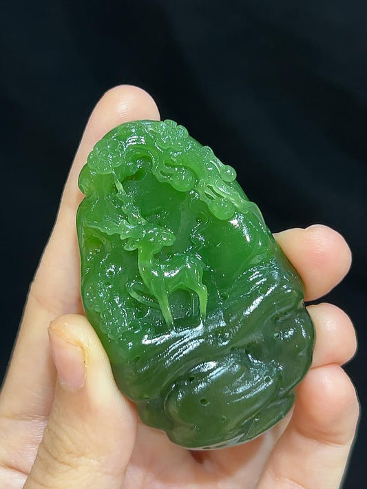和田玉碧玉苹果绿一路如意（38.8g）