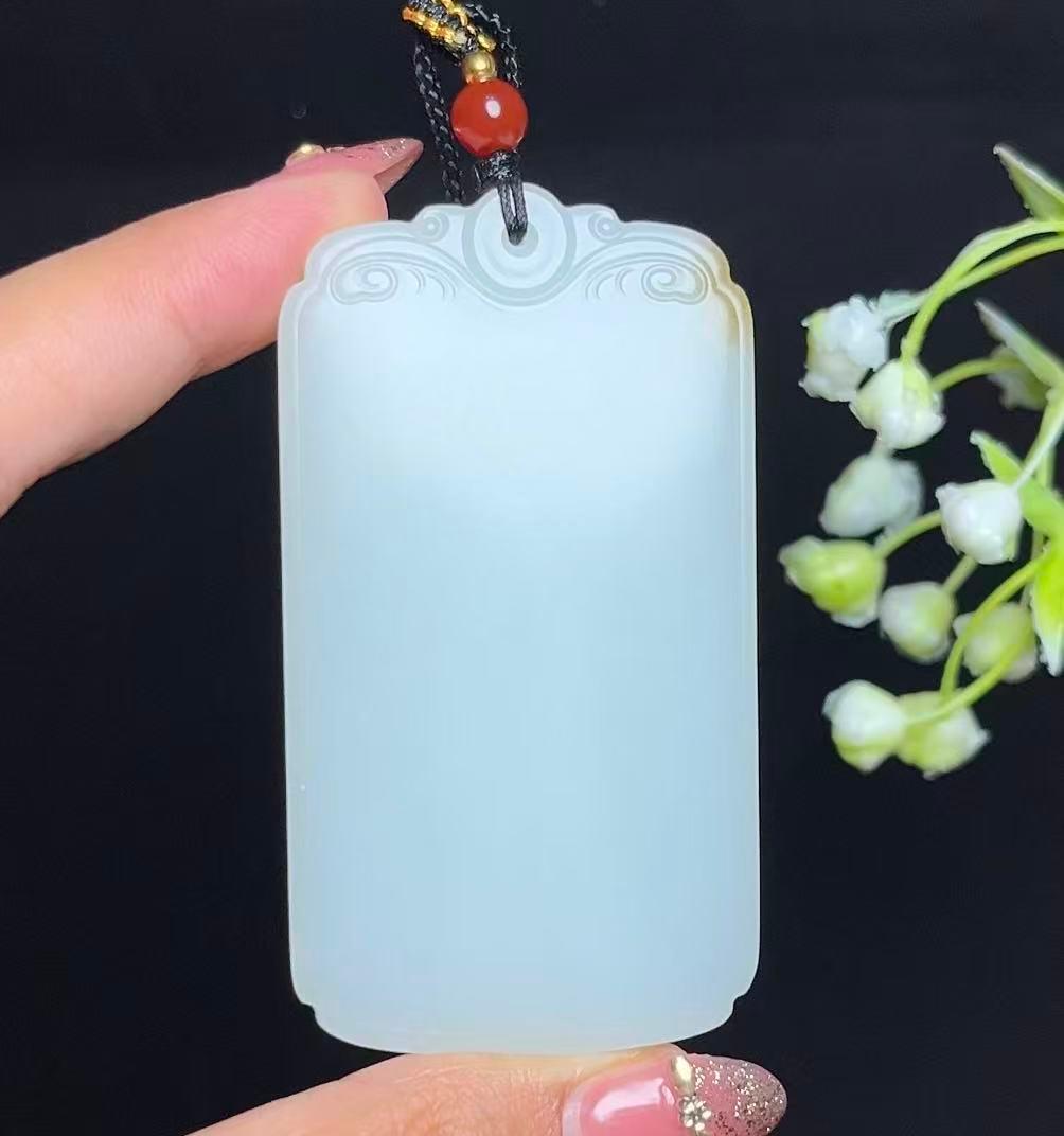 和田玉糖白平安无事牌（76.2g）
