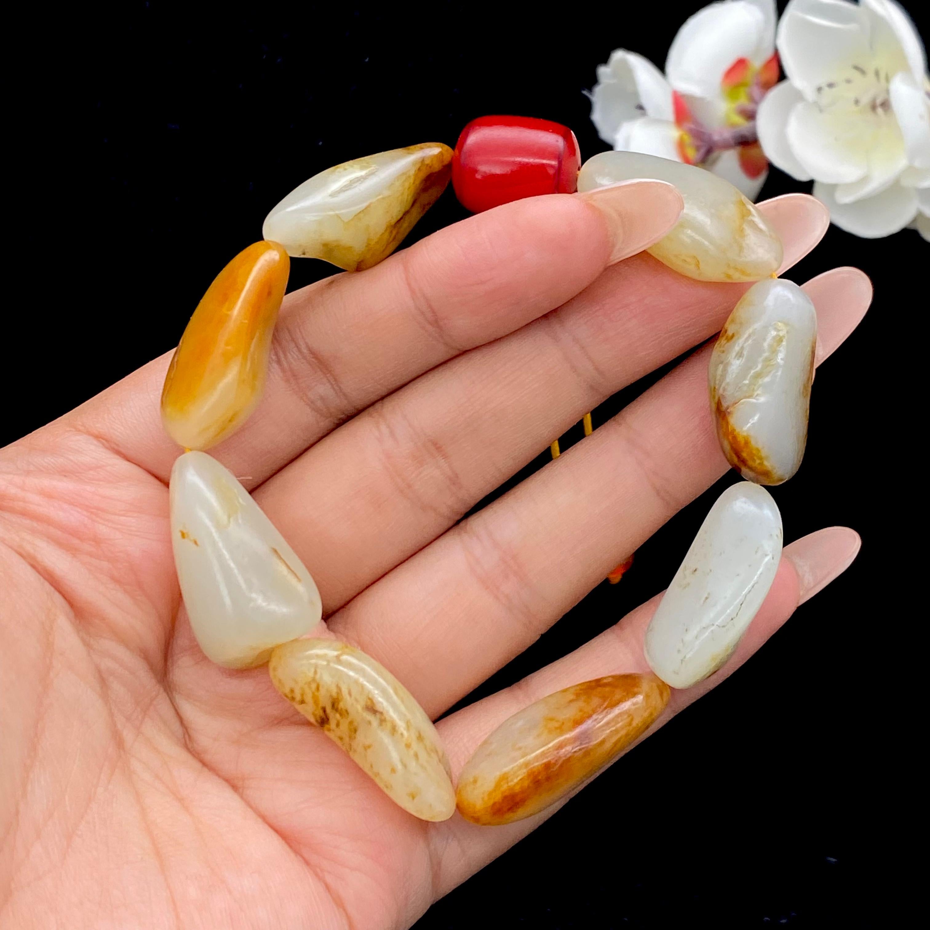 和田玉洒金皮籽料【精品手串】（54.2g）