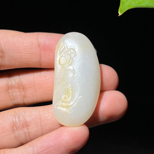 和田玉籽料洒金皮佛公挂件（15.4g）