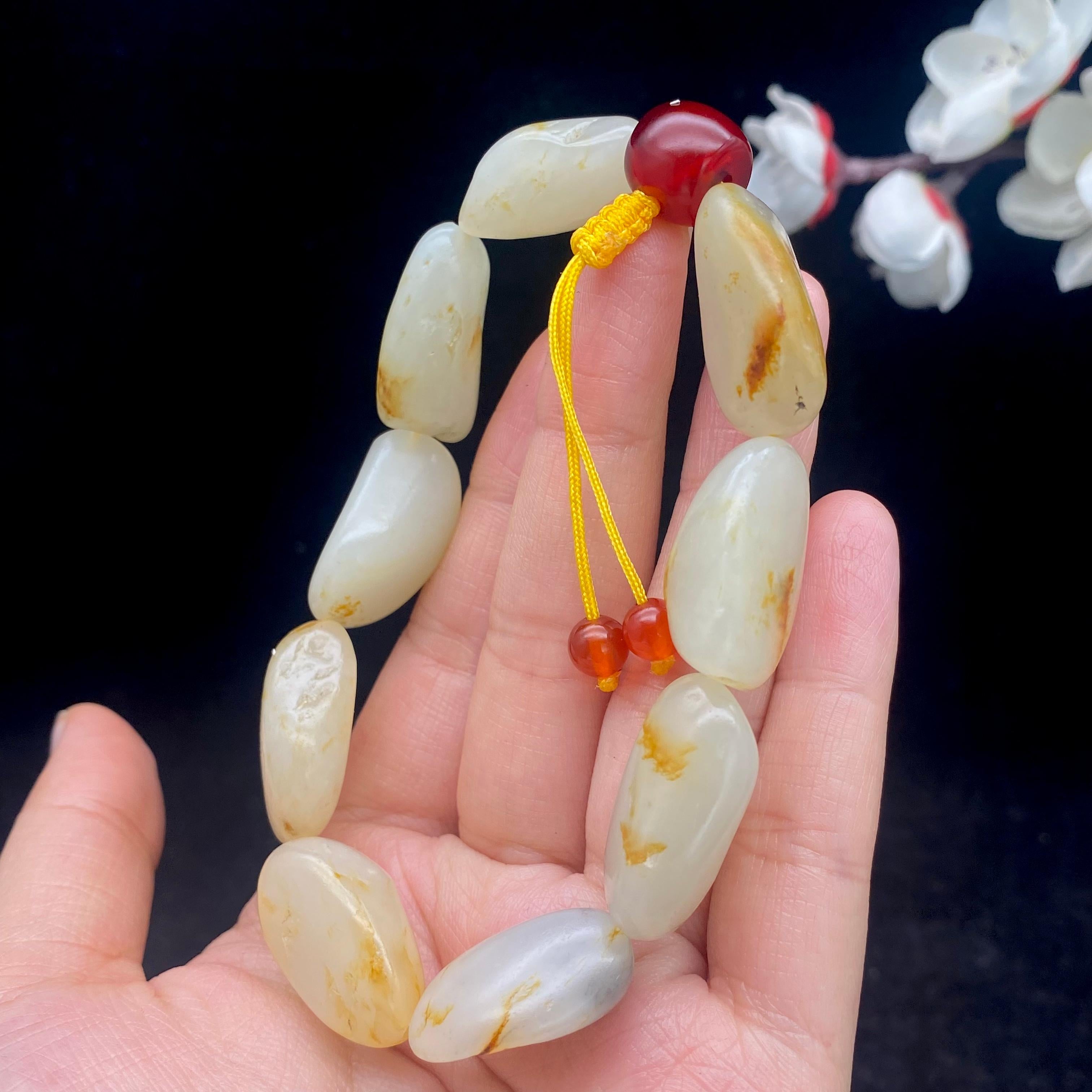 和田玉洒金皮青花籽料【精品手串】（60.6g）