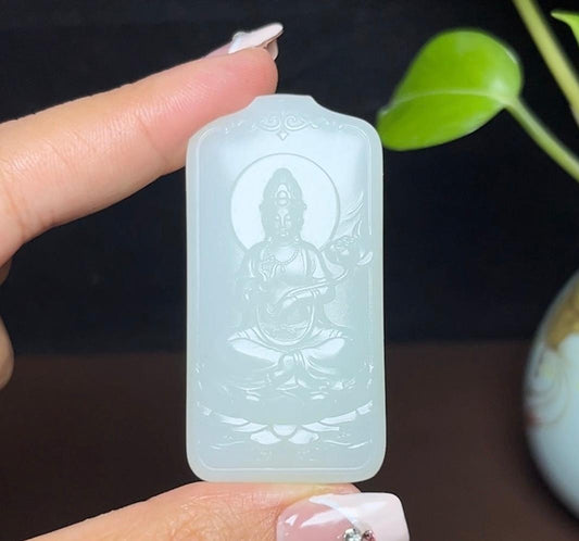和田羊脂玉大势至菩萨（28.7g）