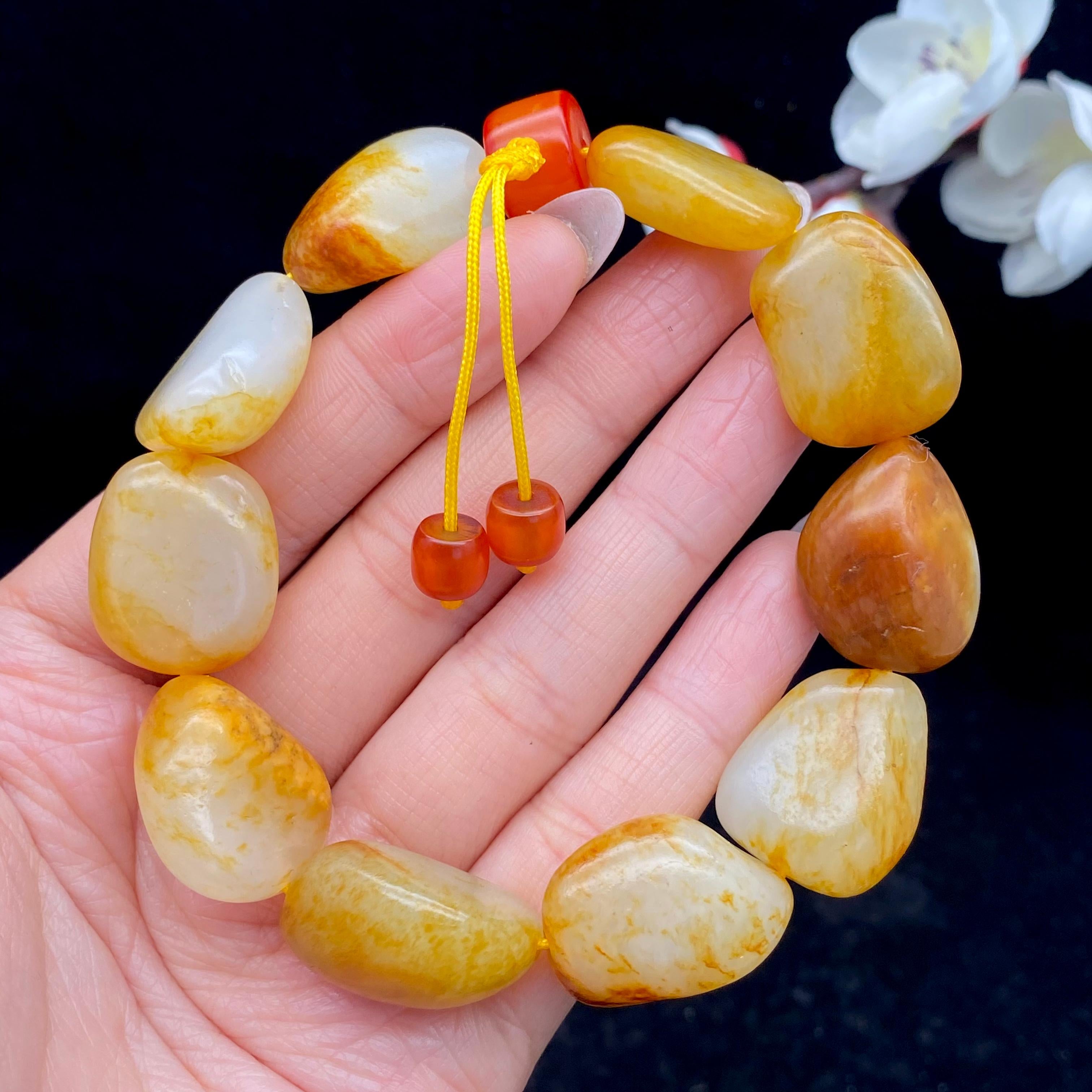 和田玉洒金皮【精品手串】（68.3g）