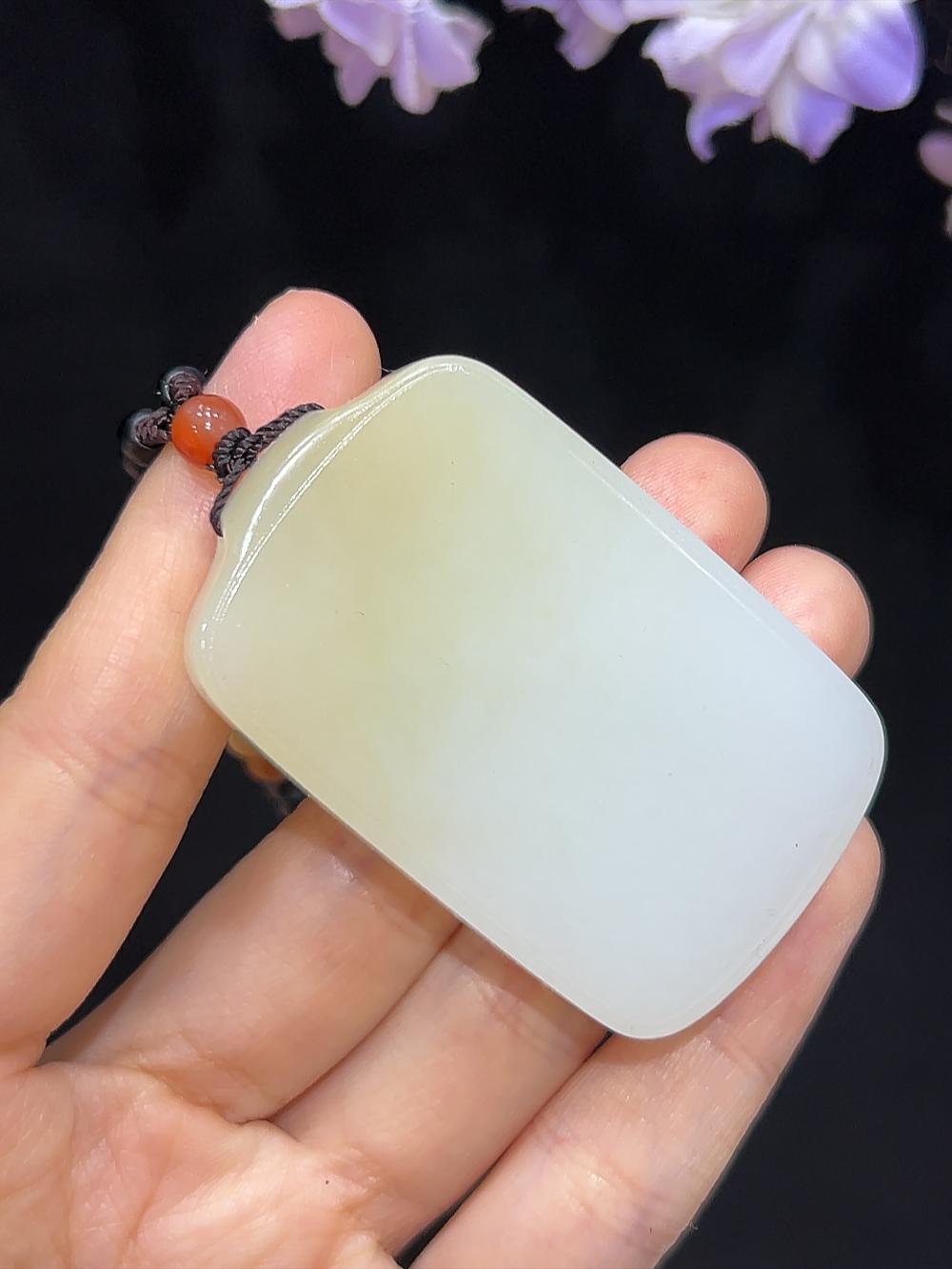 和田玉且末料糖白玉平安无事牌（40.5g）