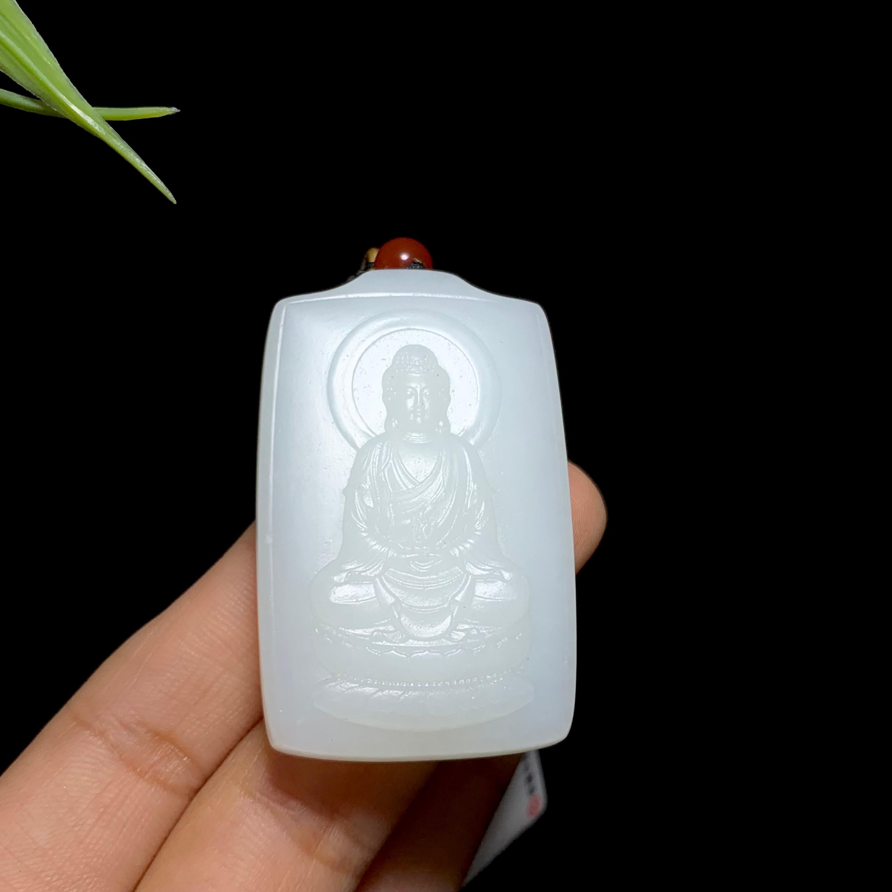 和田羊脂白玉观音牌（40.5g）