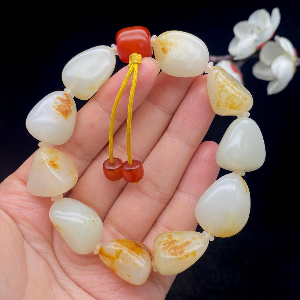和田玉洒金皮籽料【精品手串】（60.3g）