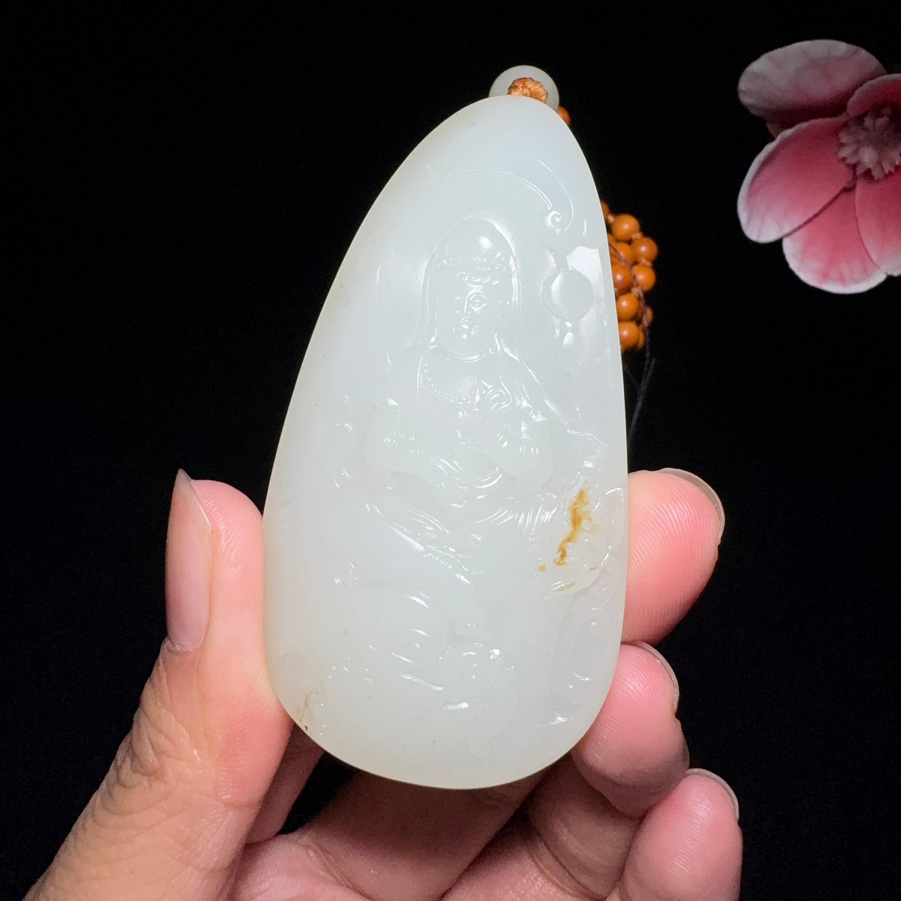 和田玉籽料御龙观音（55.2g）