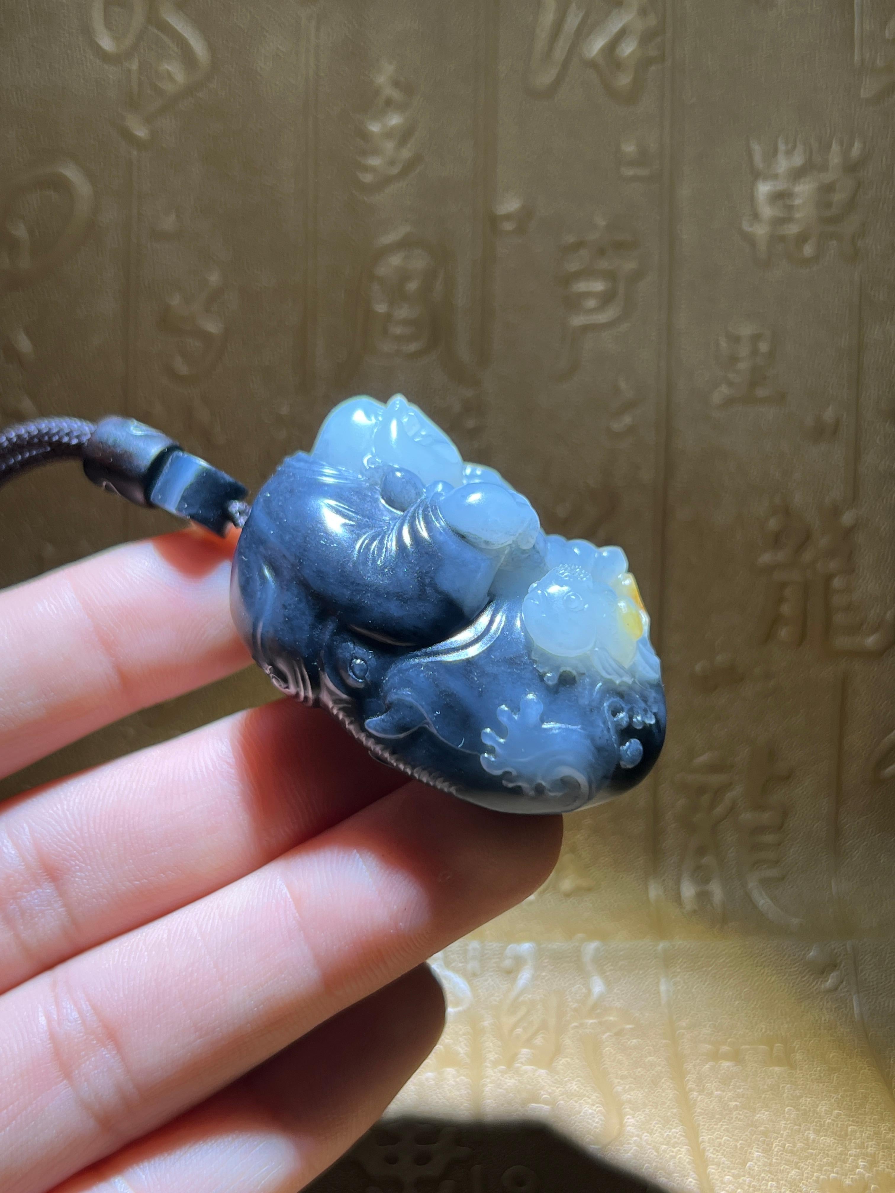 和田玉青花弥勒佛（61.0g）