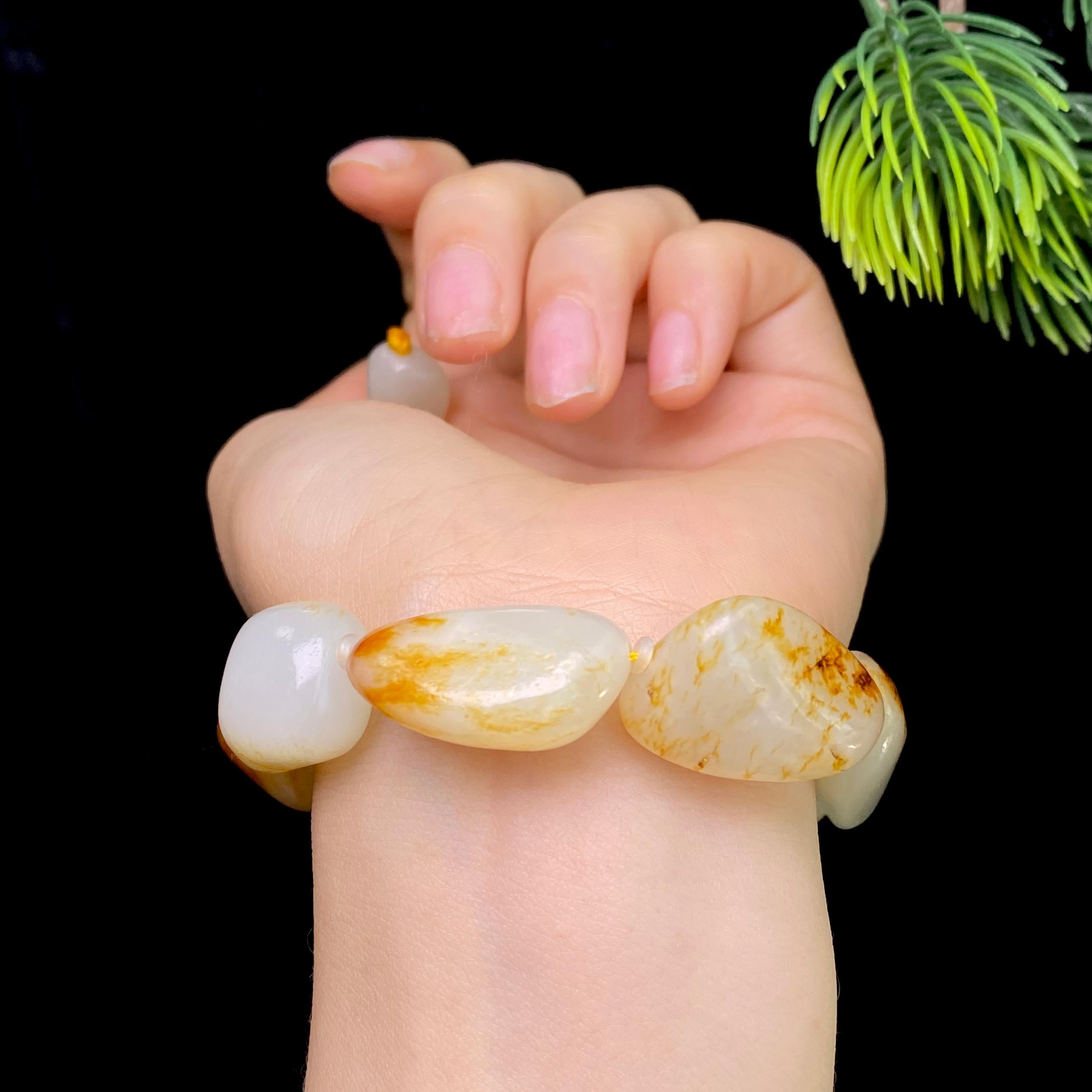 和田玉洒金皮白肉籽料手串（51.5g）