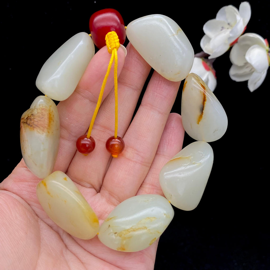 和田玉洒金皮籽料【精品手串】（98g）