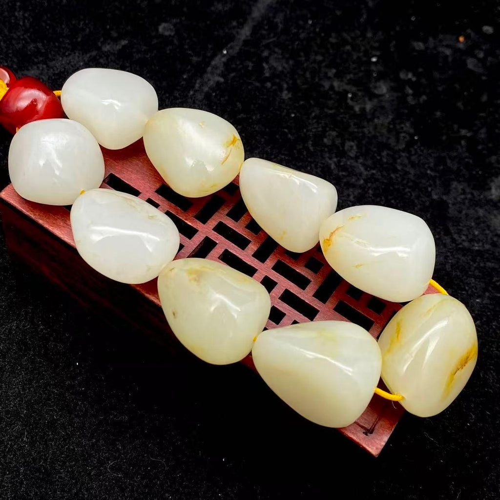 和田玉洒金皮【精品手串】（113.4g）