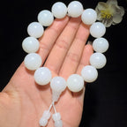和田玉羊脂白玉圆珠手串（88.0g）