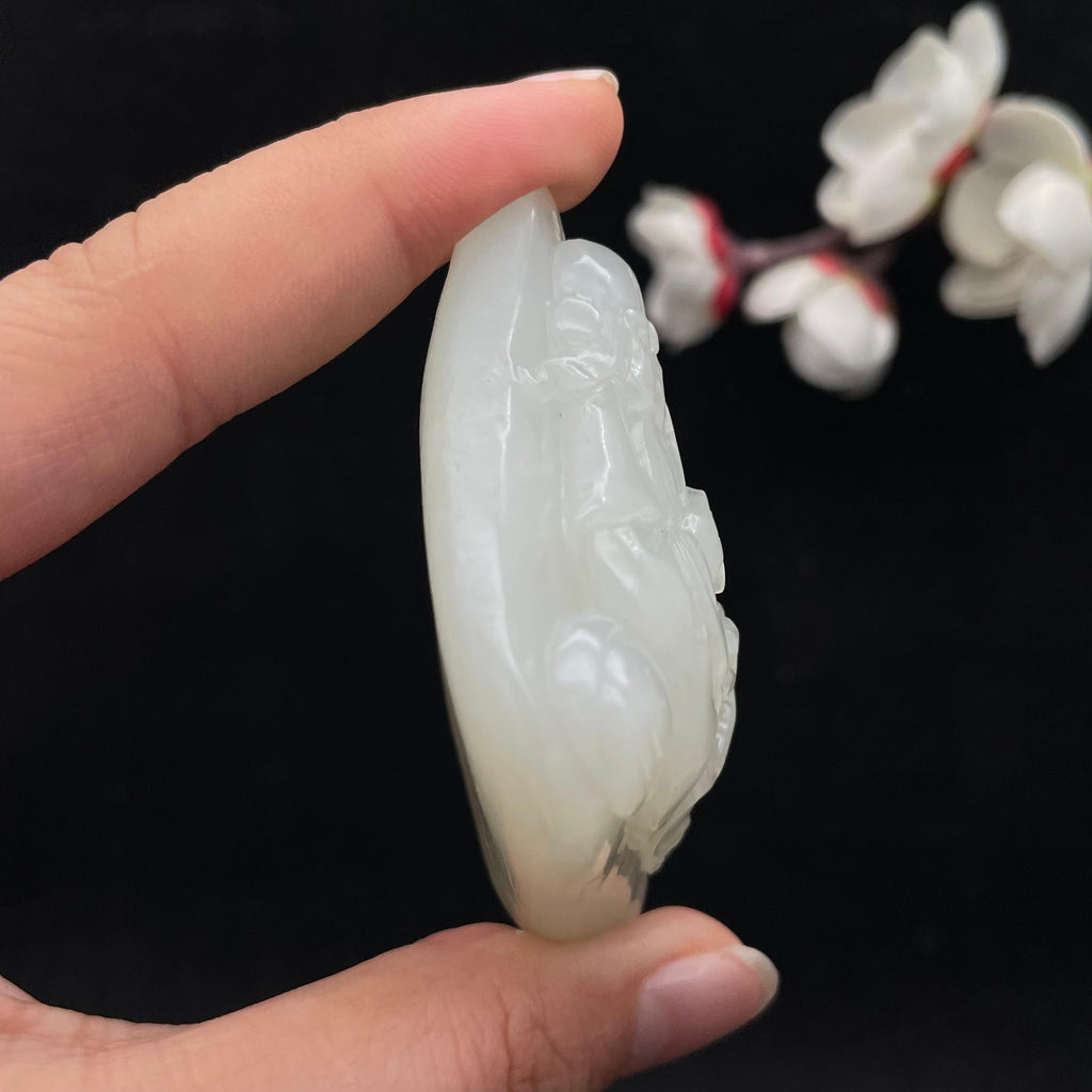 和田玉白玉籽料【寿星仙鹿】挂件（90g）