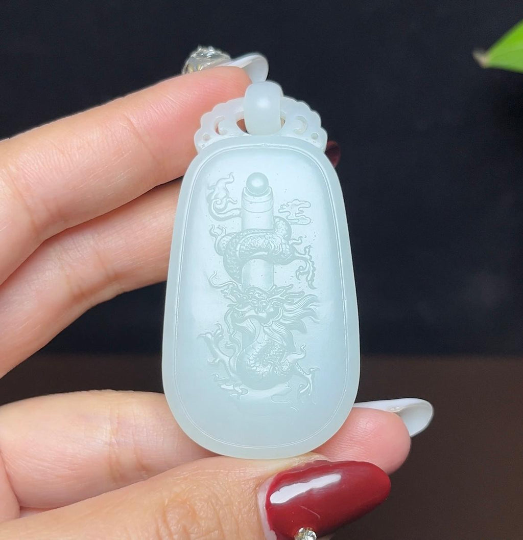 和田羊脂玉祥龙护主龙牌（32.6g）