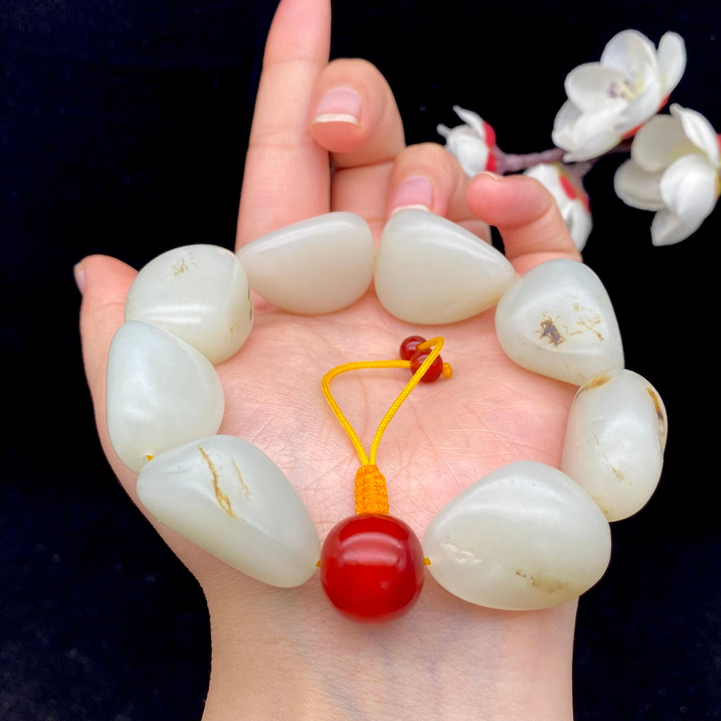 和田玉白玉籽料【精品手串】（114.3g）