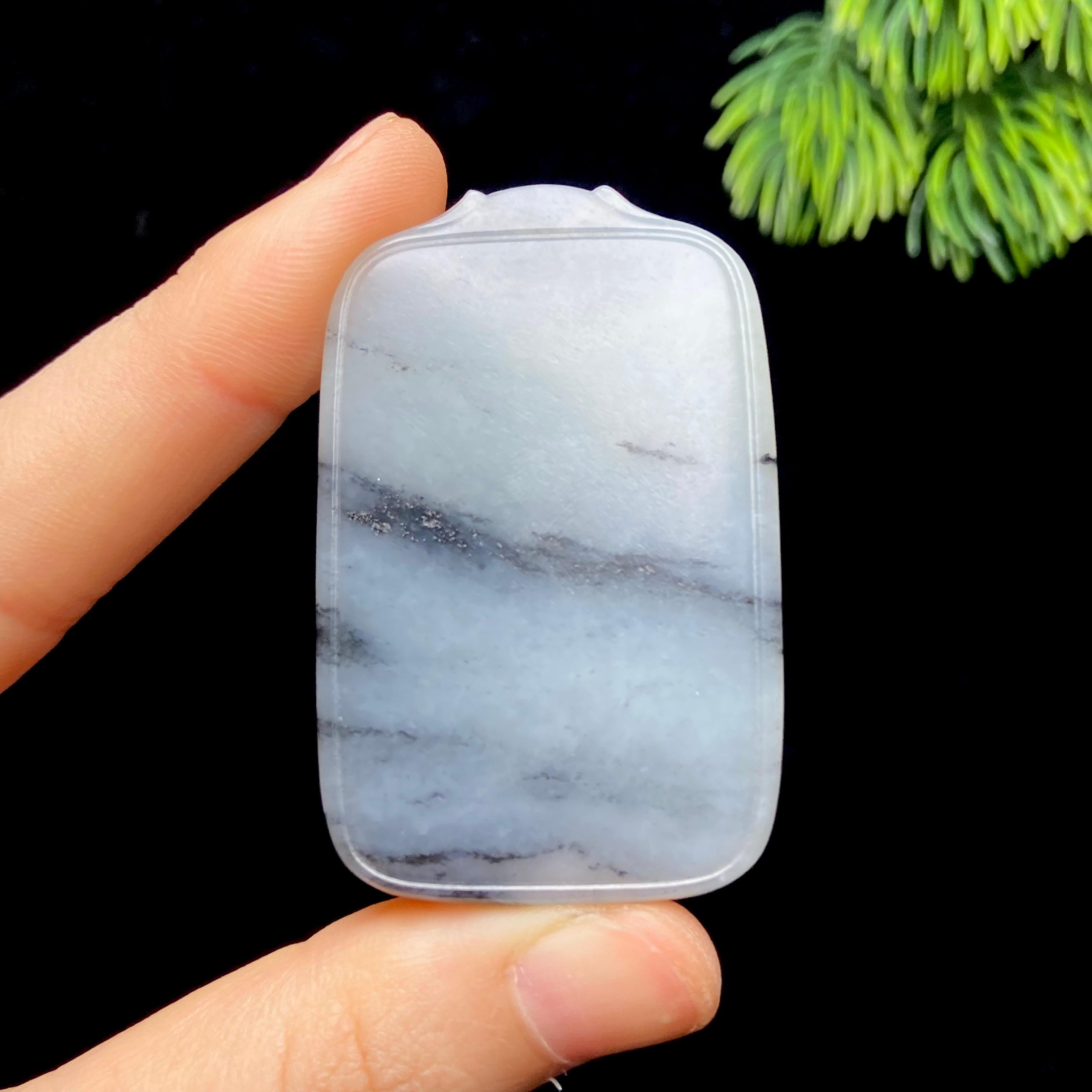 和田玉籽料青花无事牌（30.4g）