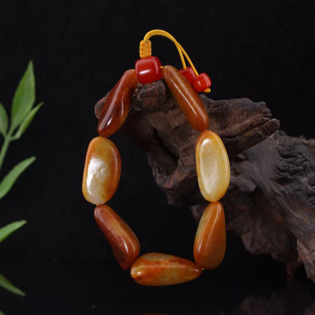 和田玉黄沁皮籽料【精品手串】（56.4g）