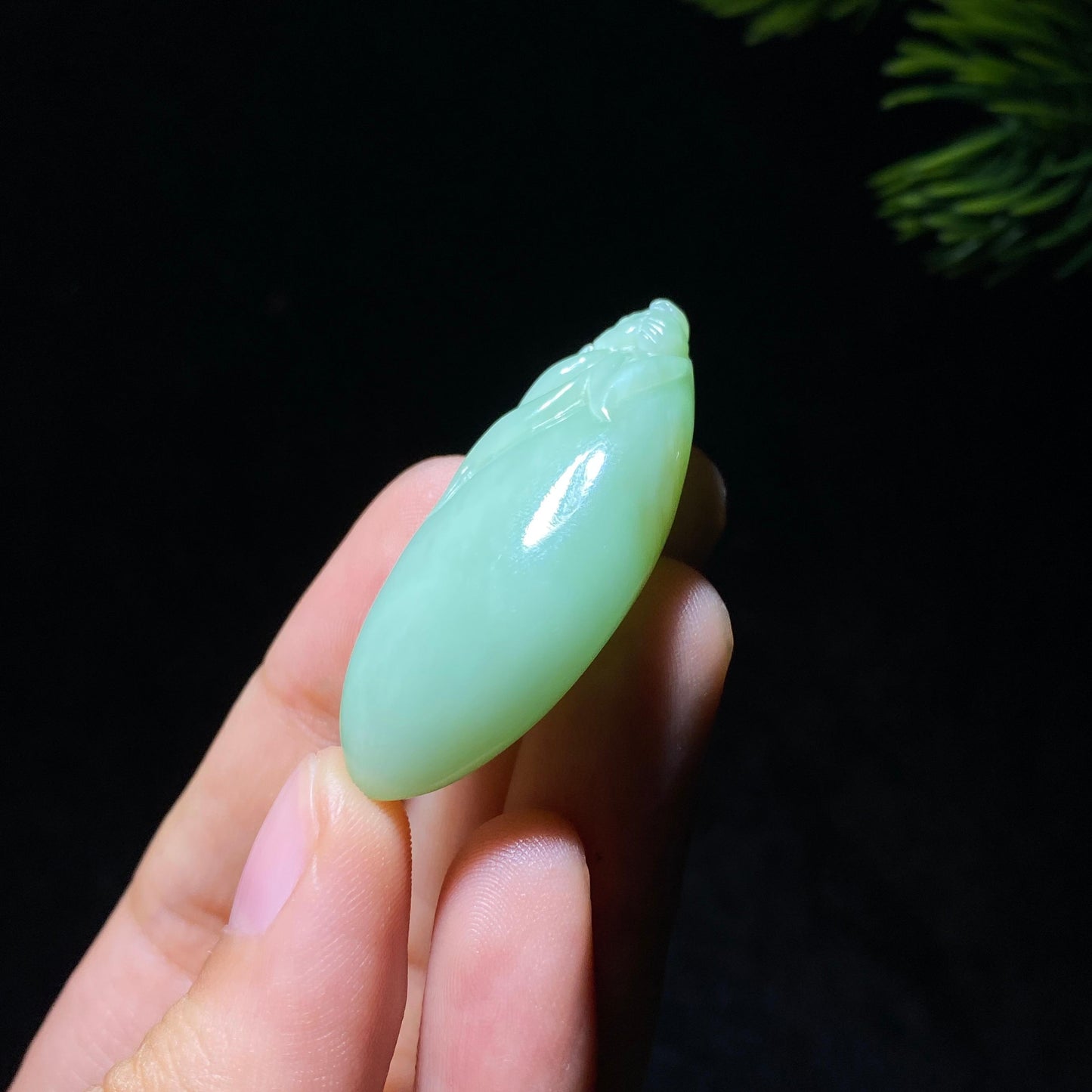 和田玉碧玉粉青花开富贵（10.7g）