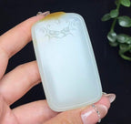 和田玉且末糖白羊脂玉守护平安无事牌（81.6g）