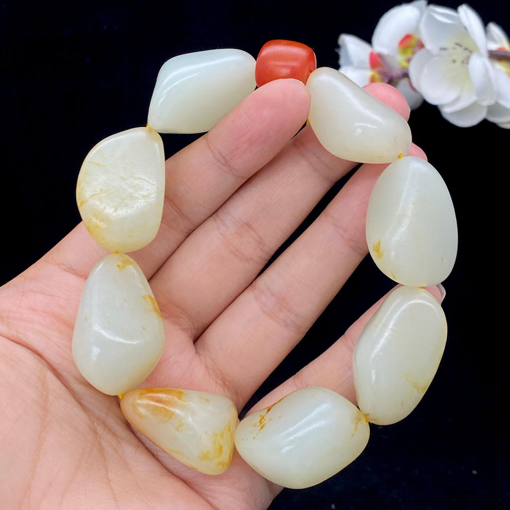 和田玉洒金皮籽料【精品手串】（106g）