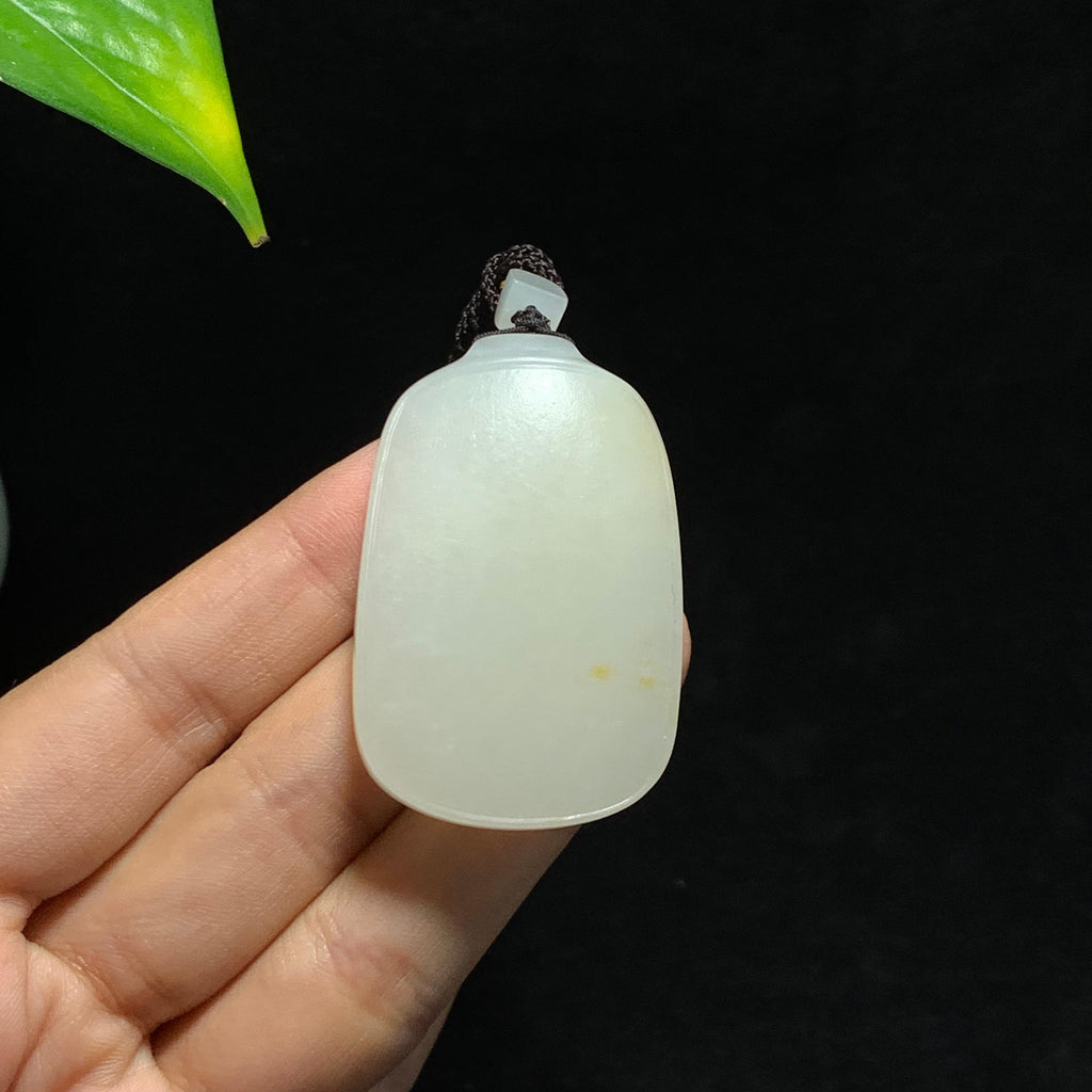 和田籽料洒金皮白玉无事牌挂件（33.7g）