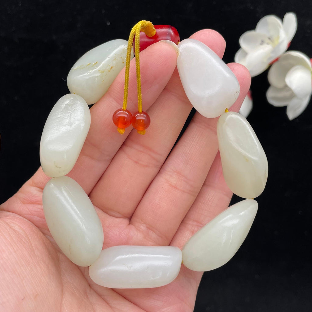 和田玉白玉带洒金皮籽料【精品手串】（79.3g）