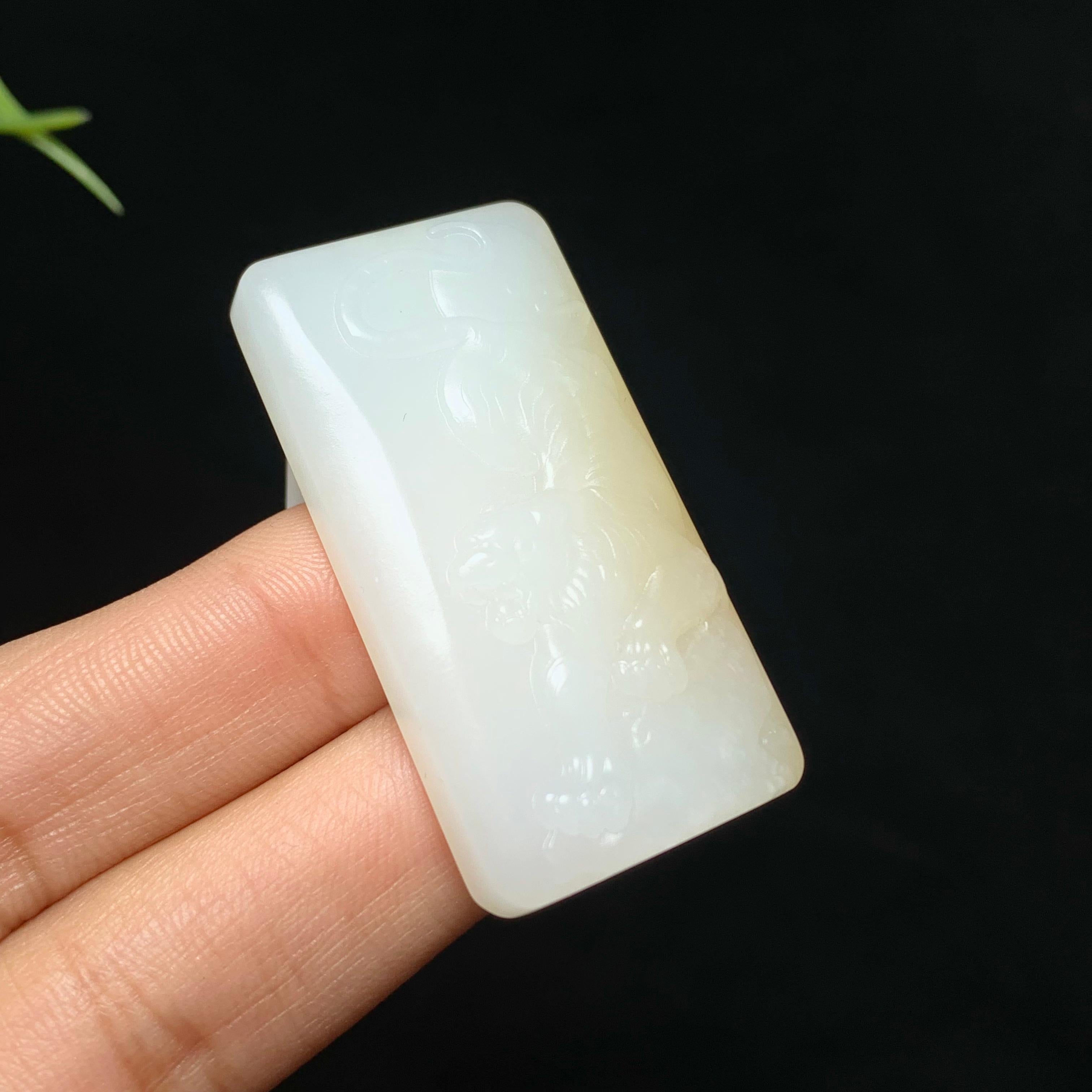 高品质和田糖白玉下山虎挂件（18.0g）