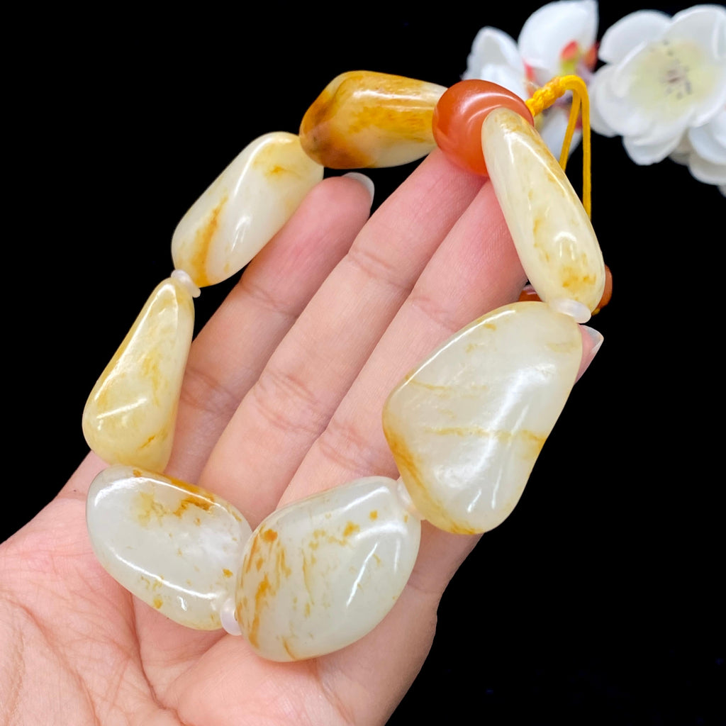 和田玉洒金皮籽料【精品手串】（92.1g）