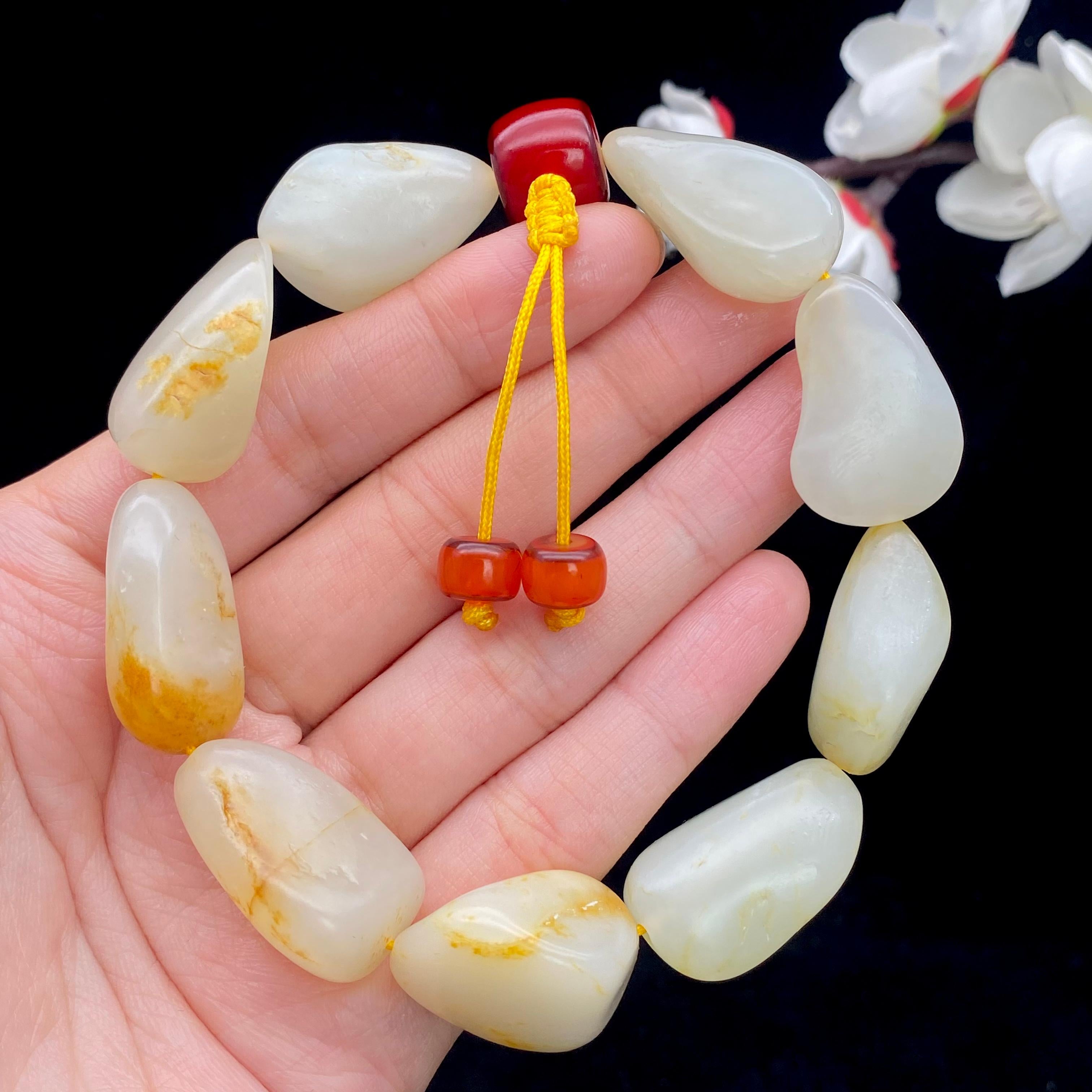 和田玉黄皮【精品手串】（64.2g）