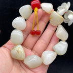 和田玉白玉带洒金皮籽料【精品手串】（83.8g）