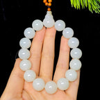 和田玉糖白圆珠手串（67.9g）