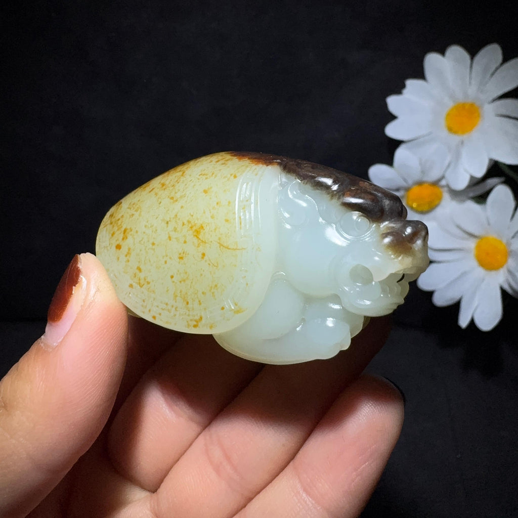 精品和田玉籽料手把件龙龟（72.6g）