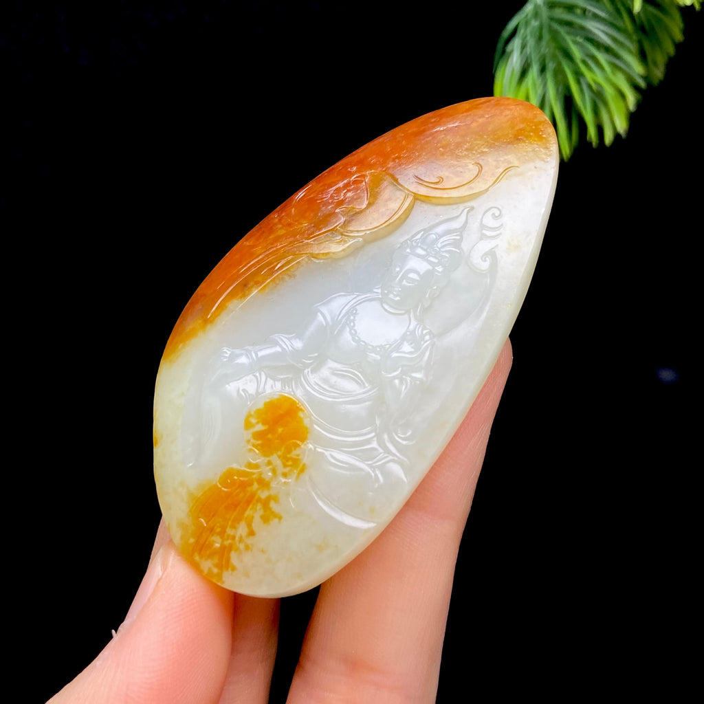 和田玉籽料大势至菩萨挂件（49.1g）