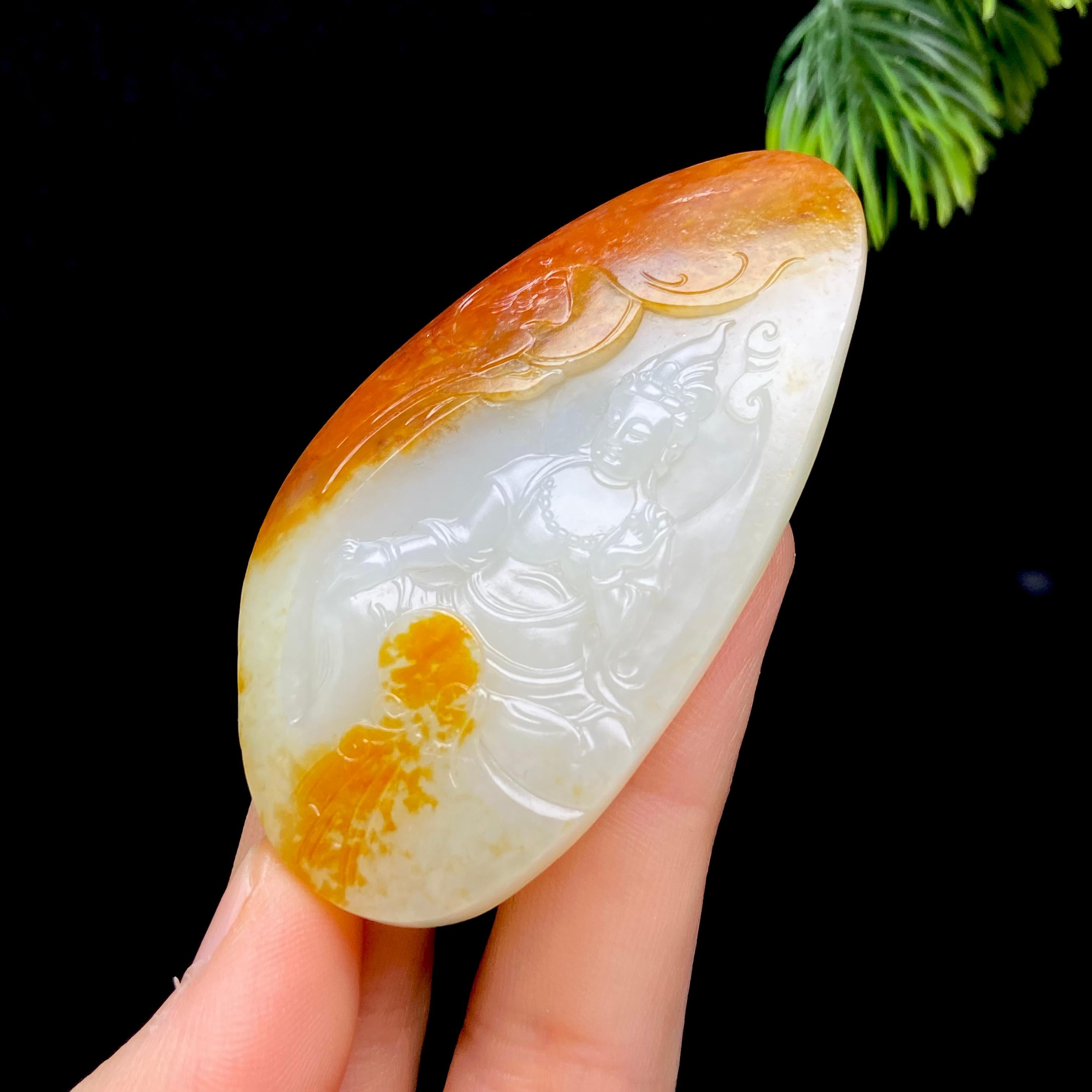 和田玉籽料大势至菩萨挂件（49.1g）