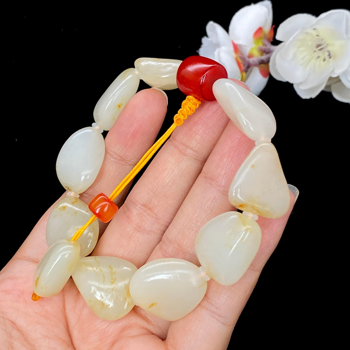 和田玉洒金皮籽料【精品手串】（53.4g）